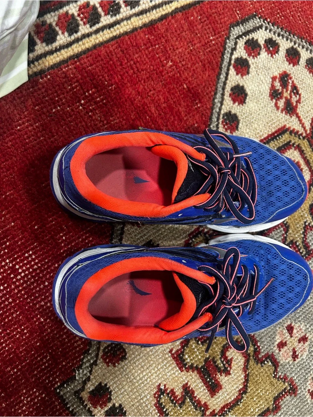 Mizuno Women’s Wave Athletic Shoes - Hot Royal Blue with Coral/Orangey pop